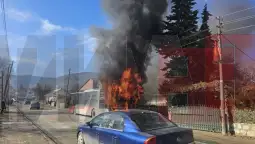 Автобус на ЈСП се запалил во Сопиште
