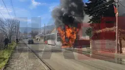 Автобус на ЈСП се запалил во Сопиште