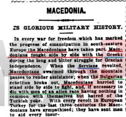 Илинден, окт. 1903 За новинарот во Сиднеј, тогашните Македонци се етнички („расно“) различни од Бугарите, Србите и од Грците.