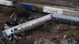 At least 32 people were killed when a freight train collided with a passenger train in central Greece on Tuesday night, according to the fire brigade, with people still believed to be trapped