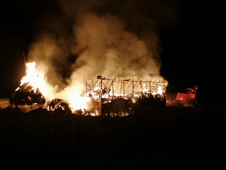 Во пожар изгоре штала во населба Милково Брдо во Делчево