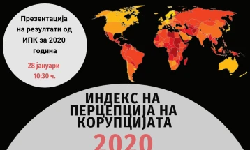 ТИ ќе ги презентира наодите од Индексот на перцепција на корупцијата за 2020