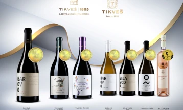Вината на „Тиквеш“ и „Tikveš Châteaux & Domainеs“ освоија 37 награди на три различни вински натпревари