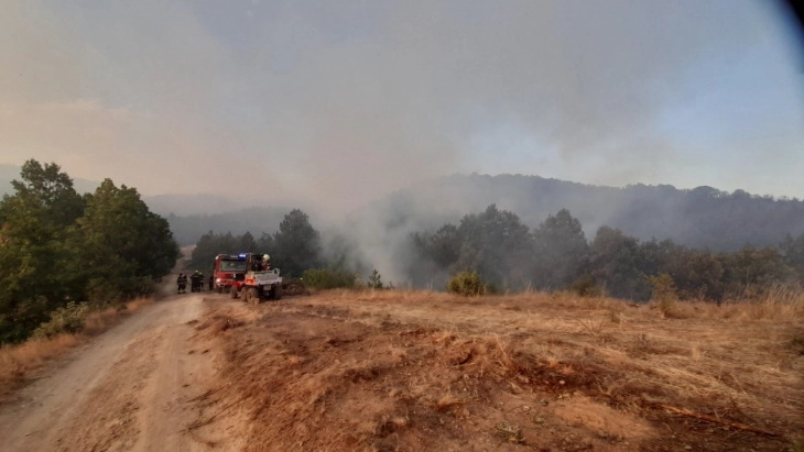Уште гори од Топлица до селото Крстец, пожарот во Катланово со намален интензитет