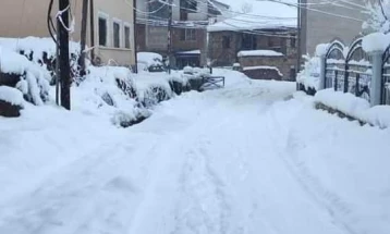 Снегот предизвика проблем во сообраќајот во Вевчани, улиците непрекинато се расчистуваат