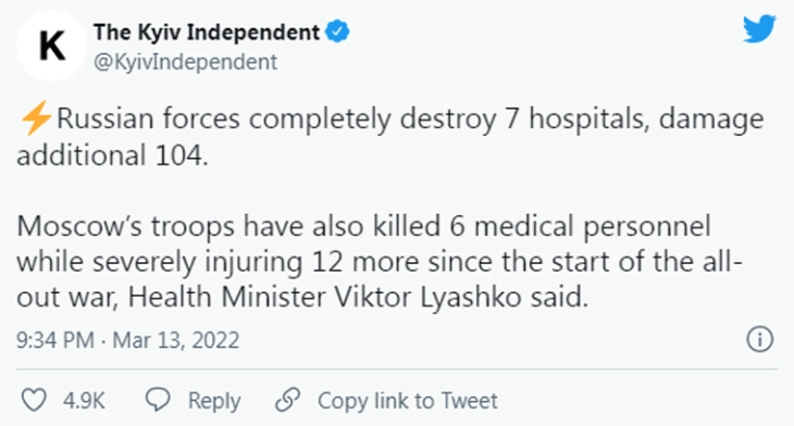 Лијешко: Руските сили целосно уништија седум болници