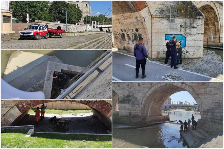 Јавните претпријатија и Бригадата за противпожарна заштита го исчистија Камениот мост