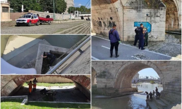 Јавните претпријатија и Бригадата за противпожарна заштита го исчистија Камениот мост