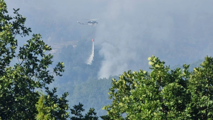 Ангелов: Еден полициски хеликоптер интензивно го гасне пожарот во Беровско