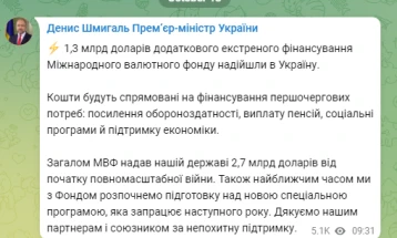 Шмихал: Украина од ММФ под итно доби 1,3 милијарди долари дополнително финансирање