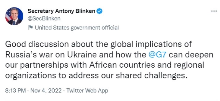 Blinken: Kufizimi i çmimeve do të ndihmojë në kufizimin e fitimeve të Rusisë