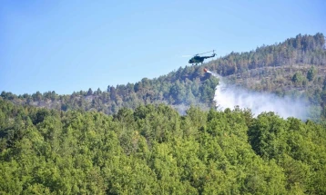 Helicopters engaged in extinguishing wildfires near Saraj, Prilep fire also active