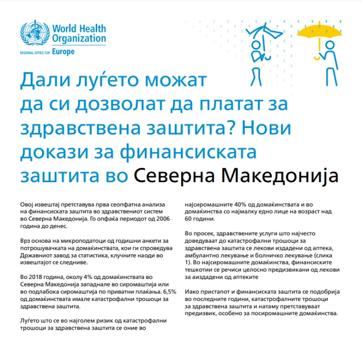 WHO publishes report on financial protection in North Macedonia’s health system