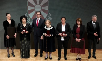 President Pendarovski presents Milica Stojanova, Milka Eftimova and Stojna Vangelovska with Order of Merit