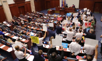 Parliament debate on French proposal continues as VMRO-DPMNE MPs blow vuvuzelas