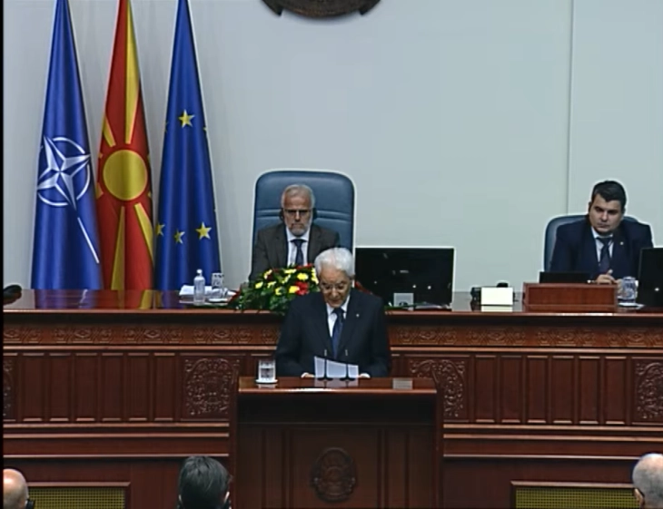 President Mattarella in Parliament: Italy will always support Skopje's European path 