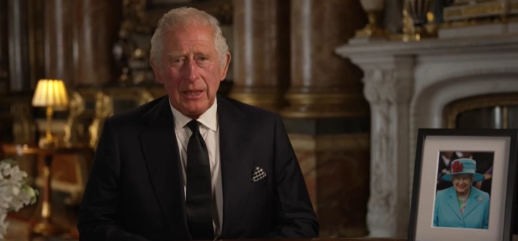 King makes historic televised address to mark death of queen