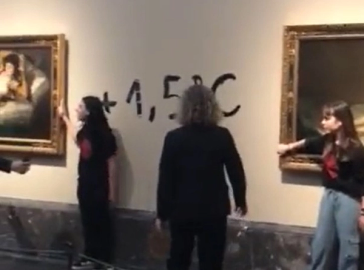 Two climate activists glue themselves to Goya paintings in Madrid