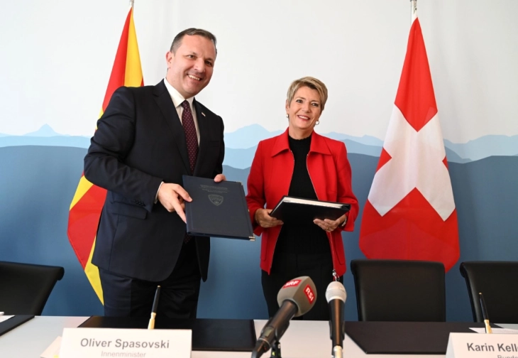 MoI Spasovski, Swiss counterpart Keller Sutter sign migration cooperation memo