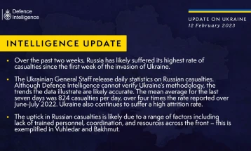 Russian casualties highest since first week of war, London estimates