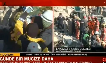 Две лица се спасени денеска, деветти ден од земјотресите во Турција
