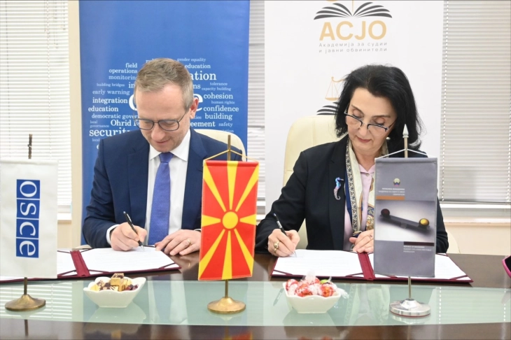 OSCE Mission to Skopje and Academy for Judges and Public Prosecutors sign Memorandum of Understanding