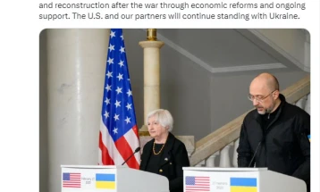 Американската министерка за финансии пристигна во ненајавена посета на Украина