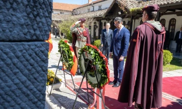 Pendarovski and Van der Bellen lay wreaths at Goce Delchev's grave in Skopje church of St. Spas