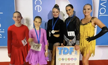 Признанија за танчерите од „Ритам Плус“ на Меѓународен танцов спортски натпревар во Солун