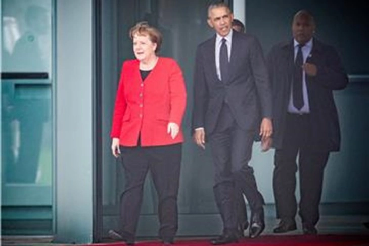 Obama në Berlin u takua me kancelarin Sholc dhe ish-kancelaren Merkel, sonte do të mbajë fjalim motivues para 17.000 personave