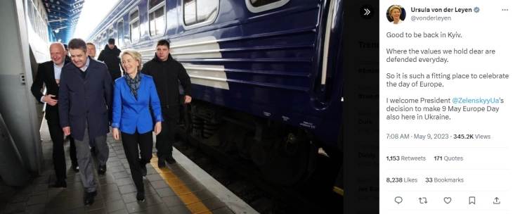 Урсула фон дер Лајен пристигна во Киев на разговори со Зеленски на Денот на Европа