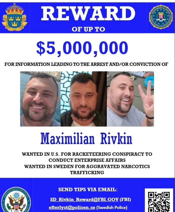 SHBA-ja shpalli urdhërarrest prej pesë milionë dollarëve për Maksimilian Rivkin, kriminel ndërkombëtar suedez me origjinë serbe