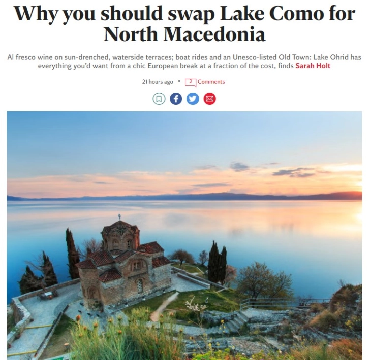 „Индипендент“: Зошто треба да го замените езерото Комо со Северна Македонија