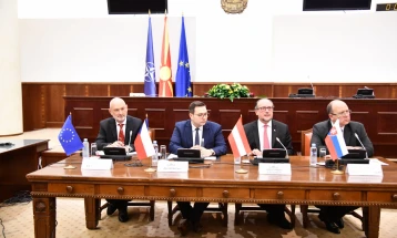 VMRO-DPMNE delegation led by Mickoski meets Schallenberg, Lipavsky, Wlachovský 