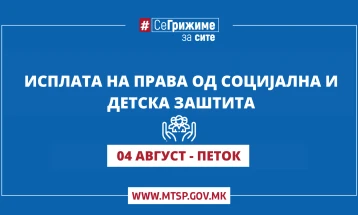 Во тек е исплатата на правата од социјална и детска заштита