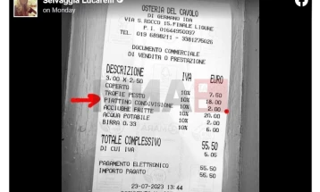 Во Италија, ресторан наплатил две евра за празна чинија