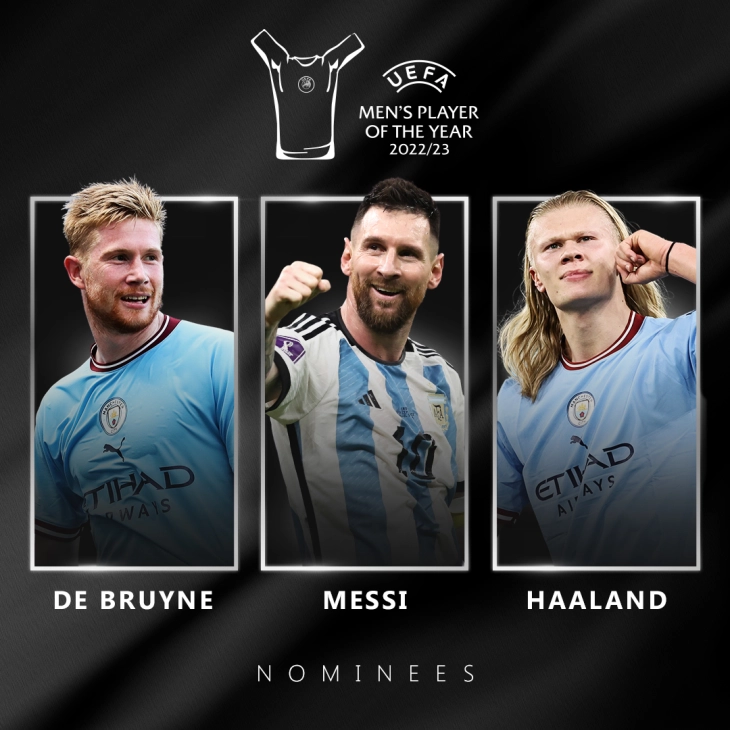 Mesi, Haland dhe De Brujne të nominuar për çmimin e UEFA-s për lojtar të vitit