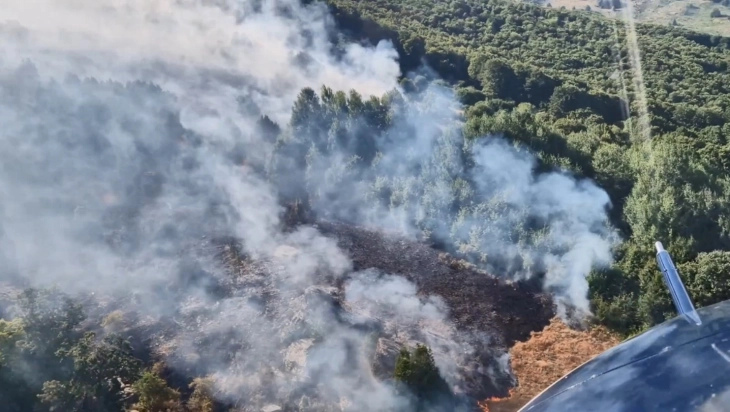 Полициските хеликоптери исфрлија над 80 тони вода, продолжува гасењето на пожарот во близина на Богомила