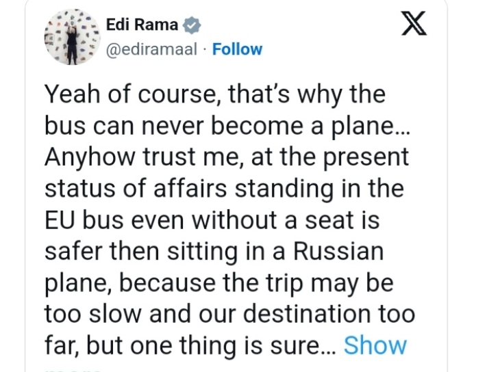 Рама: Побезбедни сме во бавниот европски автобус отколку во руски авион
