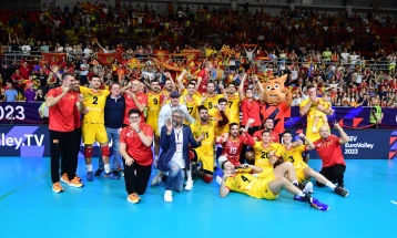 Macedonian volleyball team defeats Montenegro at EuroVolley 2023, set to play against Poland