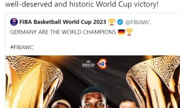Косовската претседателка ѝ честита на Германија за победата над Србија во финалето на СП во кошарка