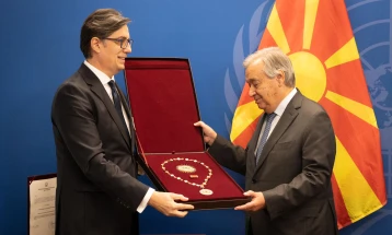 Пендаровски во Њујорк ја одликуваше Организацијата на ОН со Орден на Република Северна Македонија