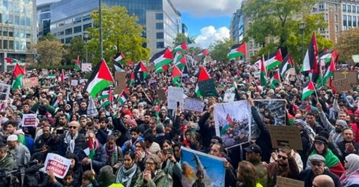 Protesta në Bruksel në mbështetje të banorëve të Gazës