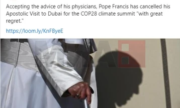 Папата сепак не оди на конференцијата за климата КОП28 во Дубаи