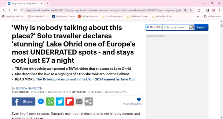 „Дејли Мејл“: „Зошто никој не зборува за ова место?“ Охридското Езеро е едно од најпотценетите места во Европа