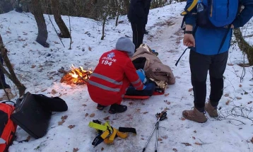 ЦУК: Спасувачката акција за лице кое скршило нога на Водно