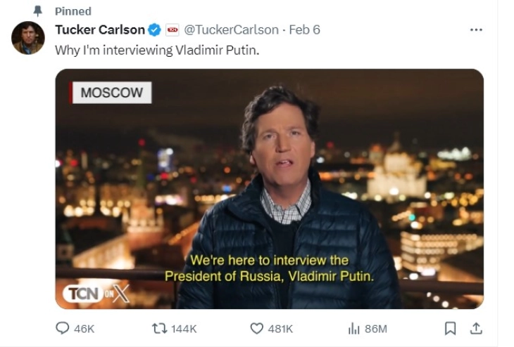 Кремљ: Такер Карлсон го интервјуираше Путин