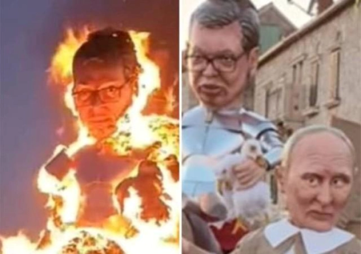 Шефот на српската дипломатија го осуди палење на куклата со ликот Вучиќ и испрати протестна нота до Хрватска