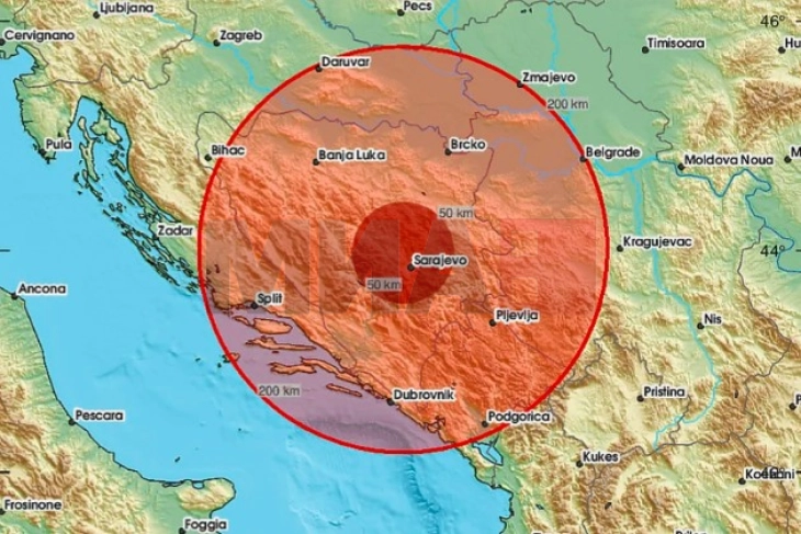 Tërmet prej katër ballë sipas shkallës së Rihterit është regjistruar në Sarajevë