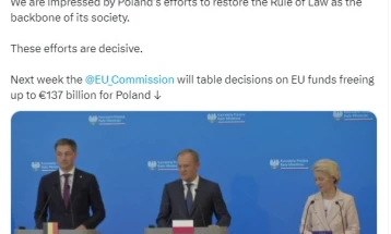 Фон дер Лајен: ЕУ ќе ја одблокира замрзната помош за Полска